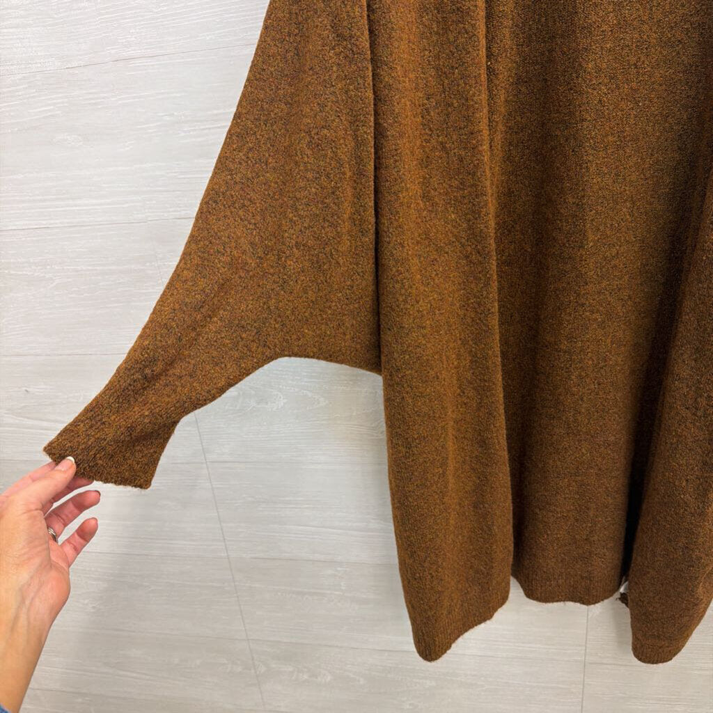 Brown Soft Knit Long Sleeve Open Front Sweater Medium