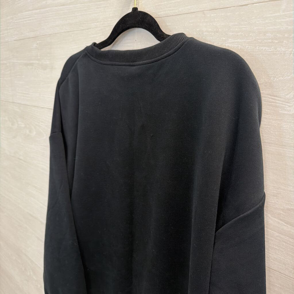 CHICME Black/ White Layered Zipper Detail Long Sleeve Top Large