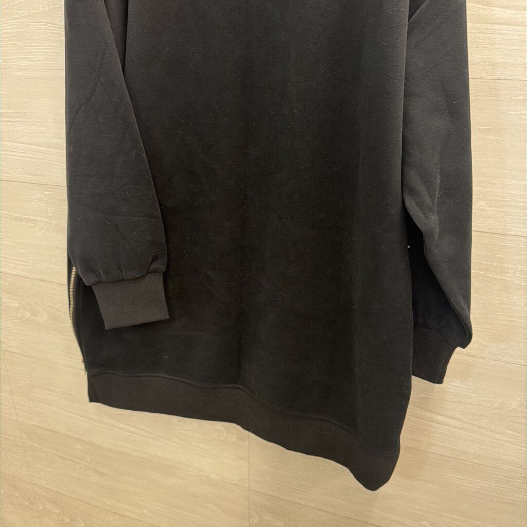 CHICME Black/ White Layered Zipper Detail Long Sleeve Top Large