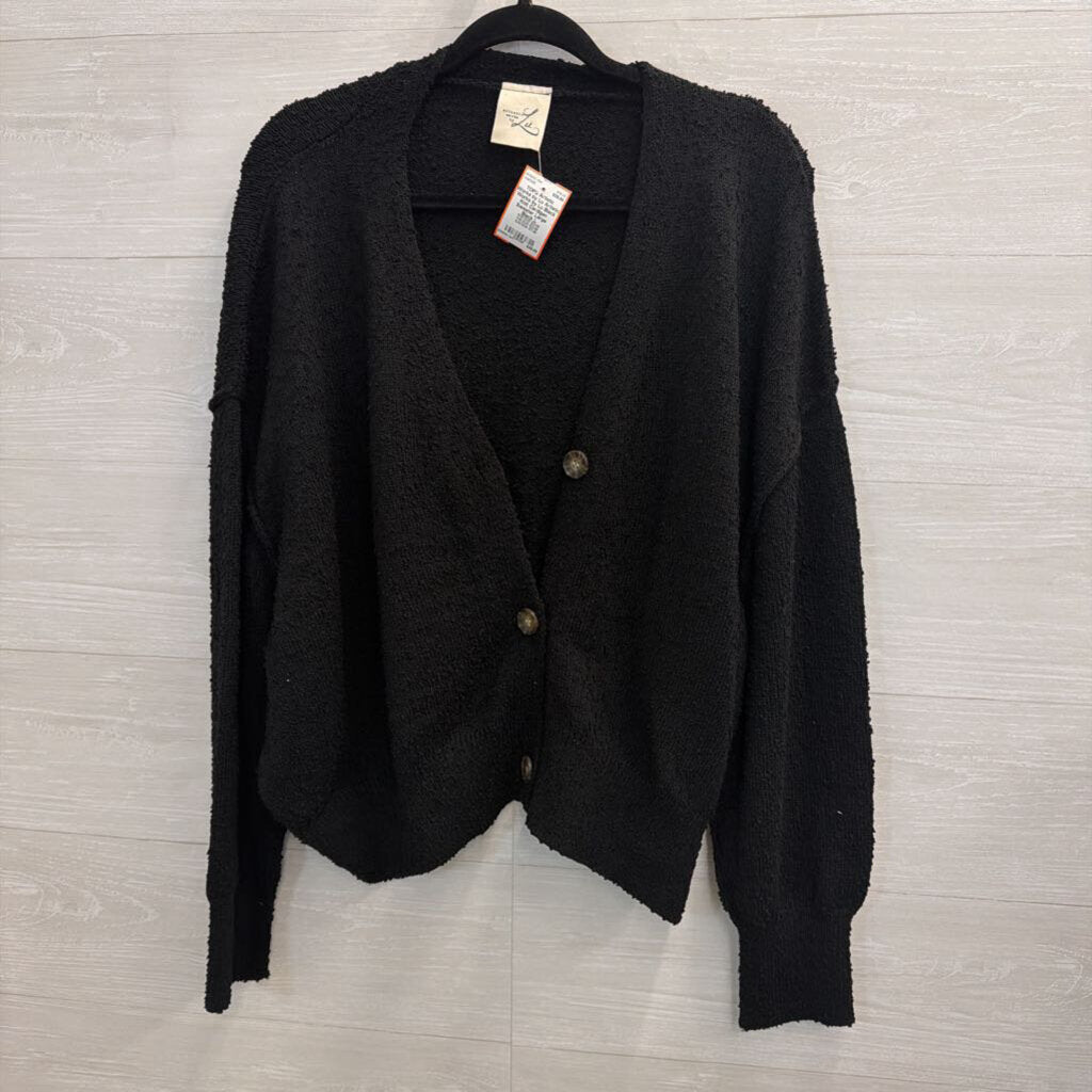 Artistic Works by Lu Black Knit Cardigan Sweater Large