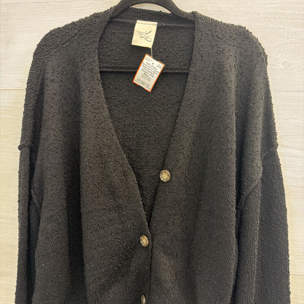 Artistic Works by Lu Black Knit Cardigan Sweater Large