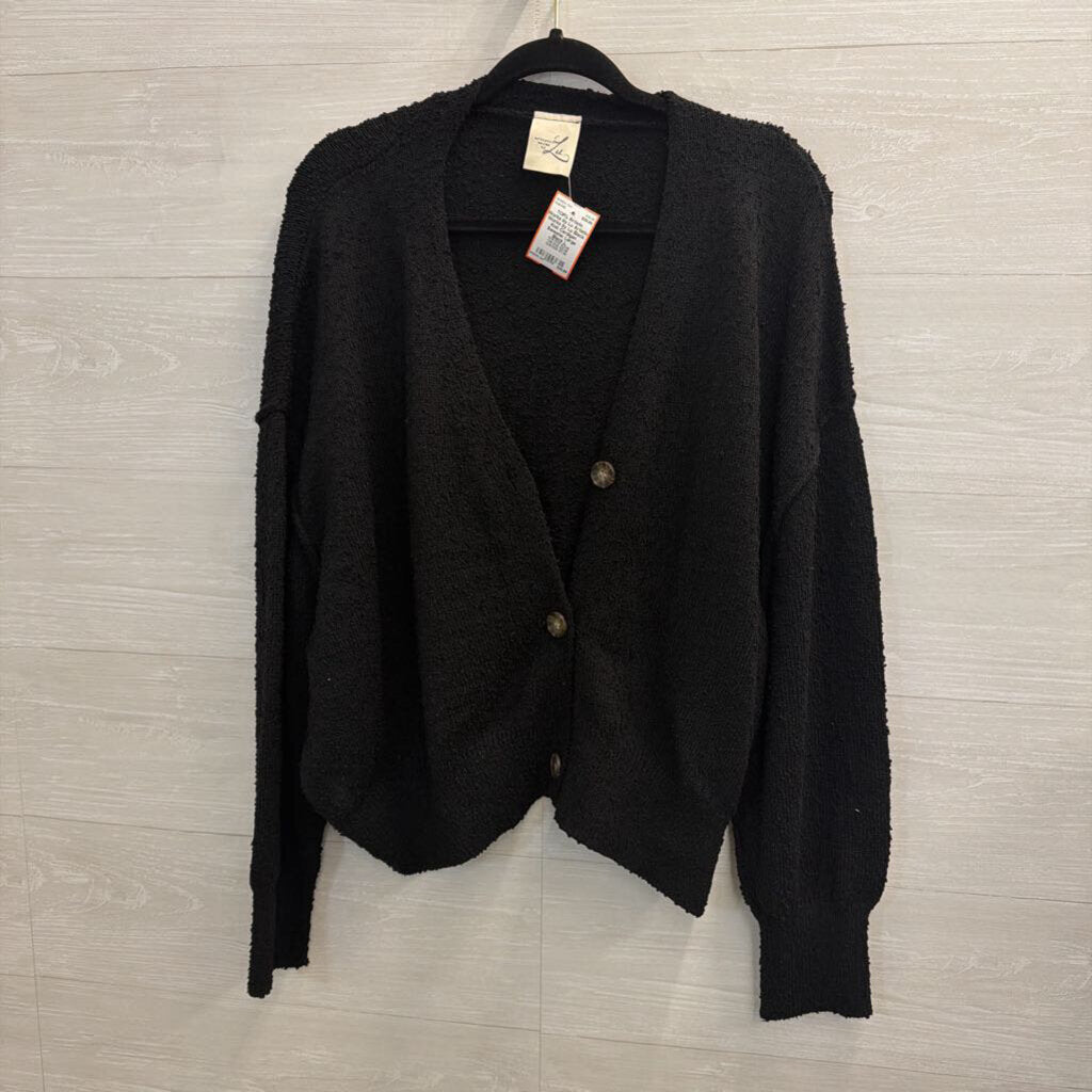 Artistic Works by Lu Black Knit Cardigan Sweater Large