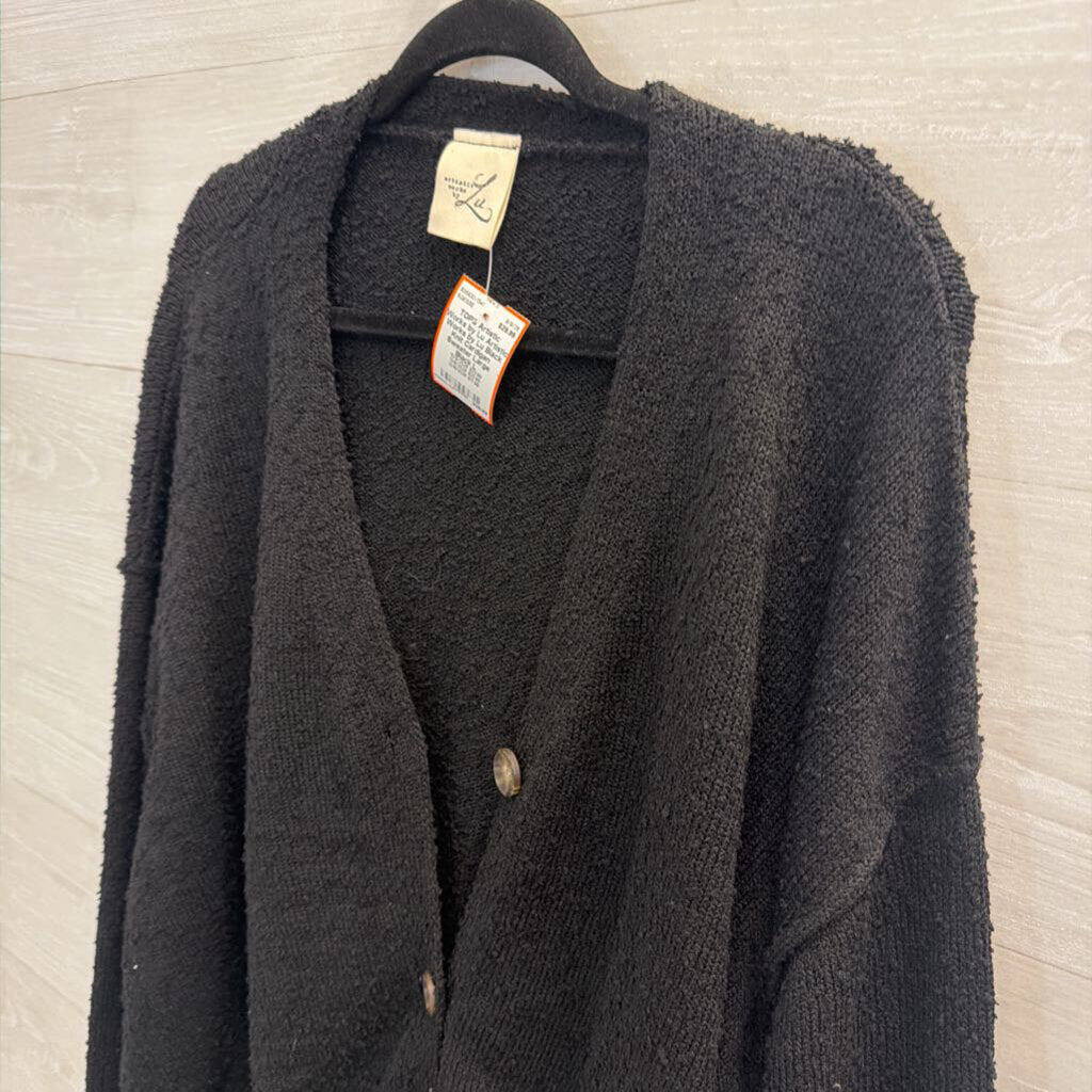 Artistic Works by Lu Black Knit Cardigan Sweater Large