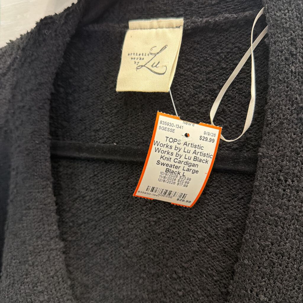 Artistic Works by Lu Black Knit Cardigan Sweater Large