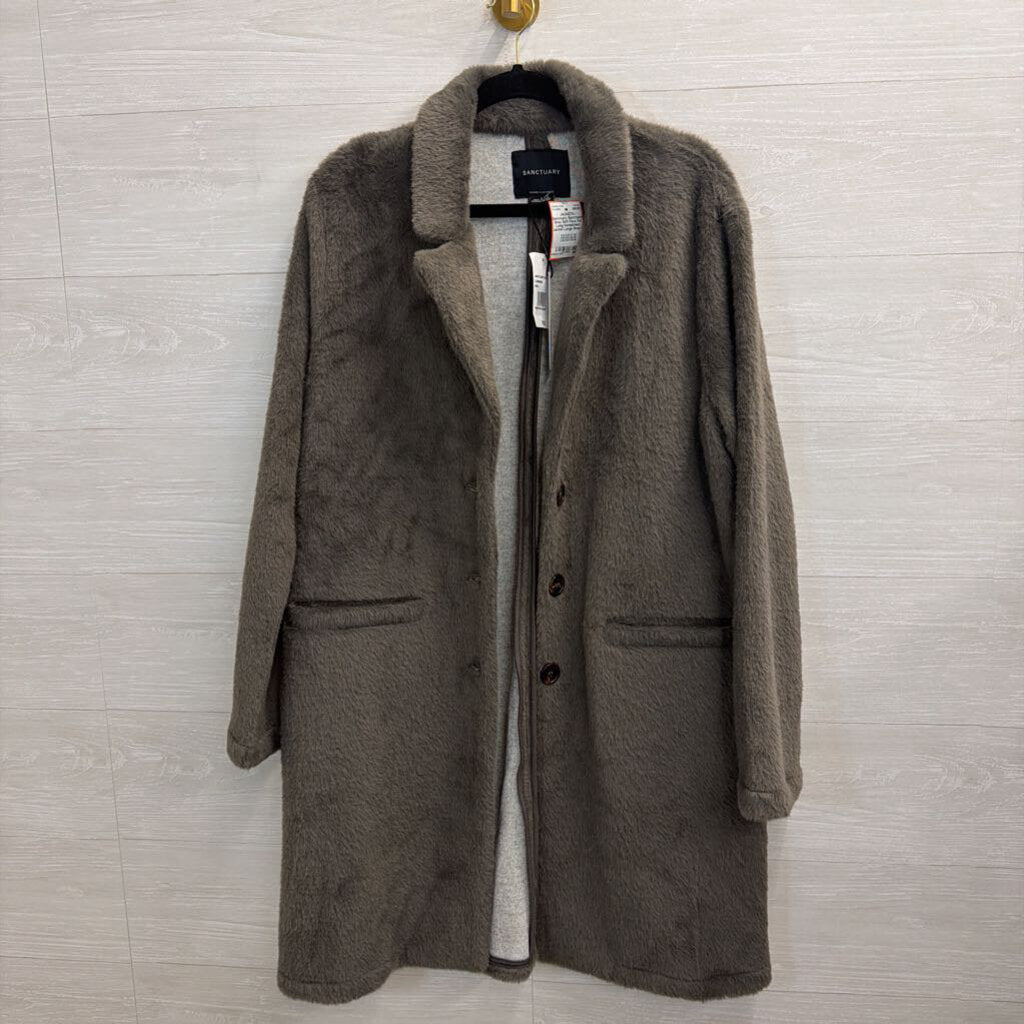 Sanctuary Grey Soft Faux Fur Long Hometown Jacket Large