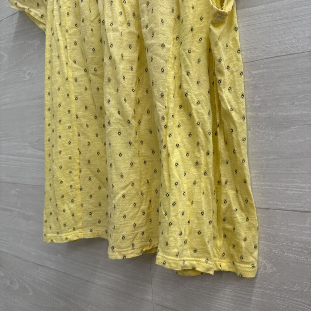 Lucky Brand Butter Yellow Printed Short Sleeve Top Small