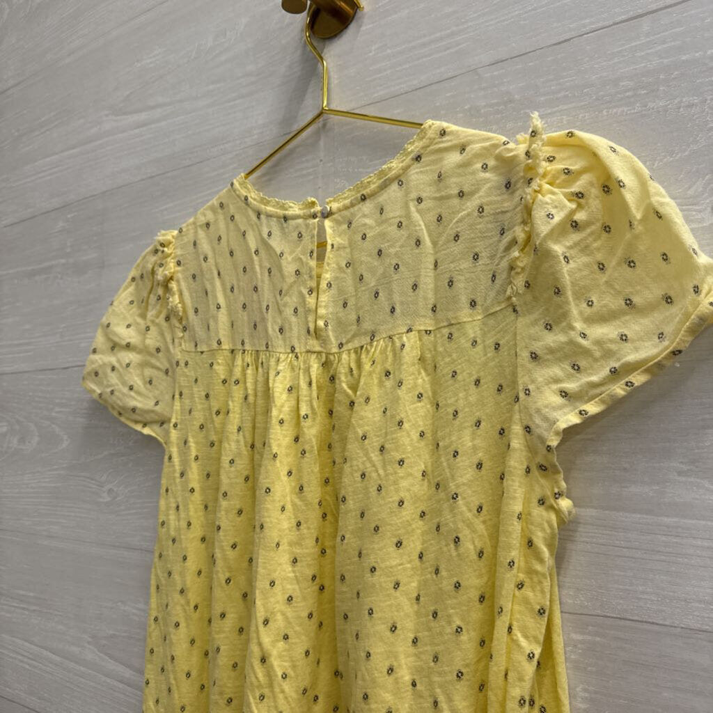 Lucky Brand Butter Yellow Printed Short Sleeve Top Small
