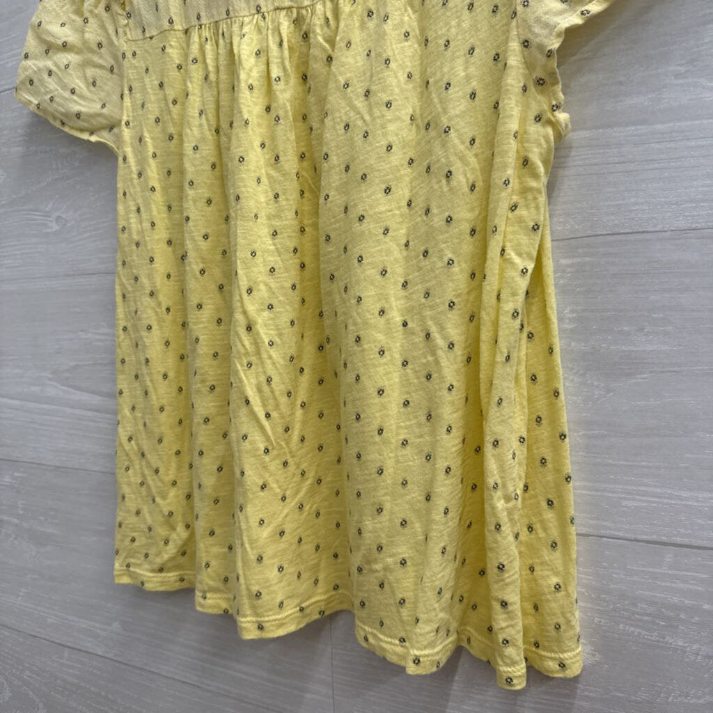 Lucky Brand Butter Yellow Printed Short Sleeve Top Small