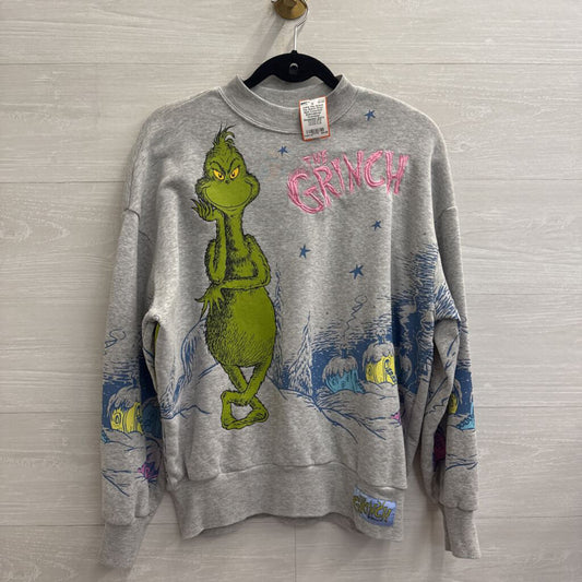 The Grinch Grey/ Multi Crewneck Embroidered Oversized Sweatshirt Extra Small