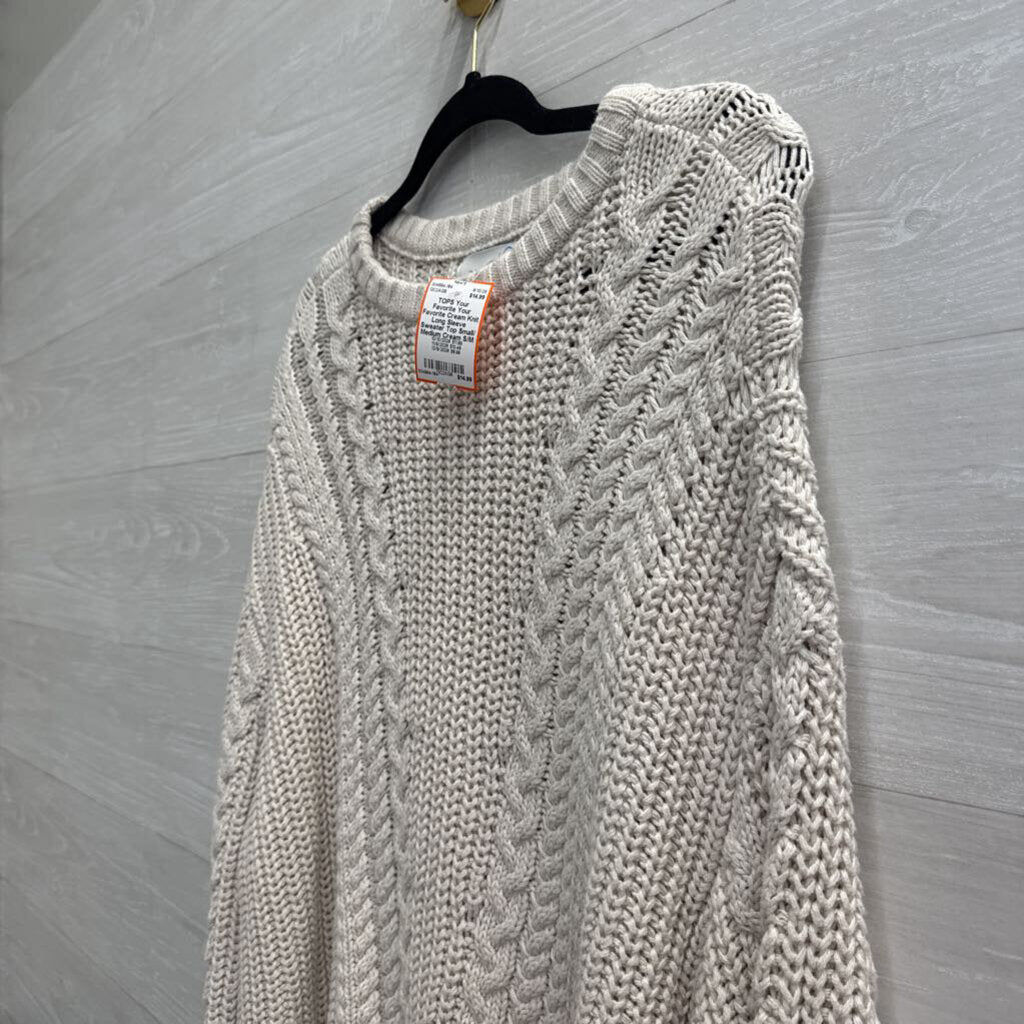Your Favorite Cream Knit Long Sleeve Sweater Top Small/ Medium