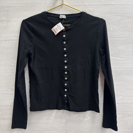 Cotton On Black Button Front Long Sleeve Top Large