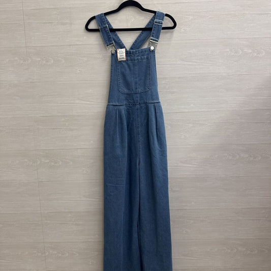Blue Chambray Wide Leg Overall Jumpsuit Small