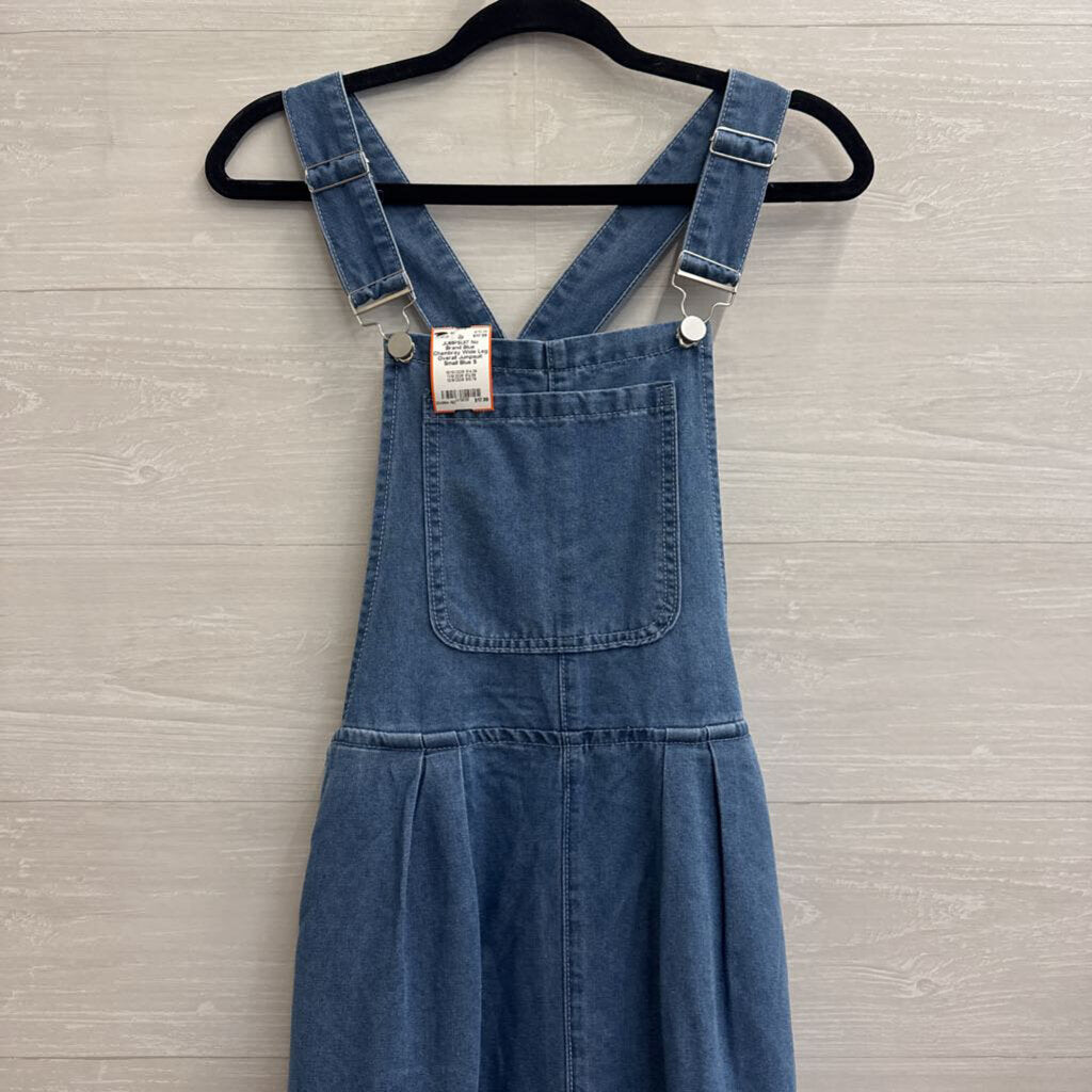 Blue Chambray Wide Leg Overall Jumpsuit Small