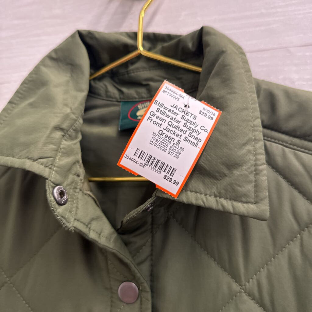 Stillwater Supply Green Quilted Snap Front Jacket Small