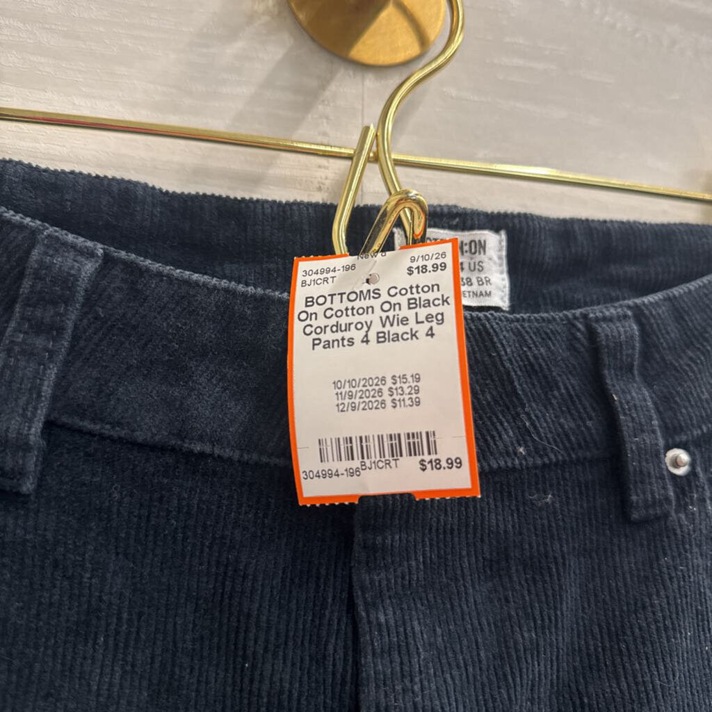 Cotton On Black Corduroy Wie Leg Pants 4