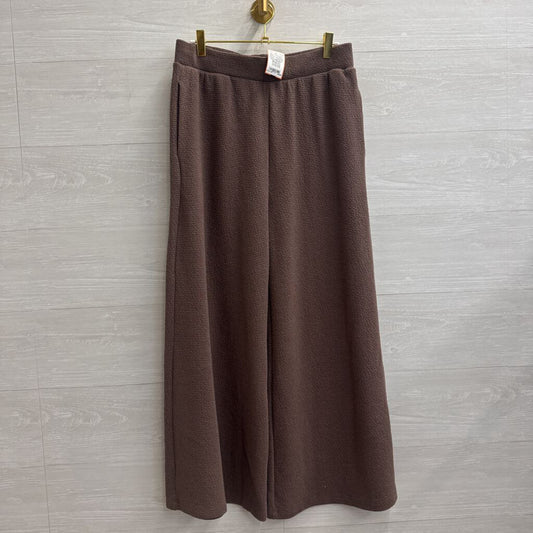 Tres Bien Brown Textured Wide Leg Pull On Pants Medium
