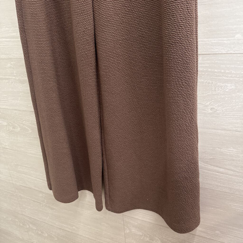 Tres Bien Brown Textured Wide Leg Pull On Pants Medium
