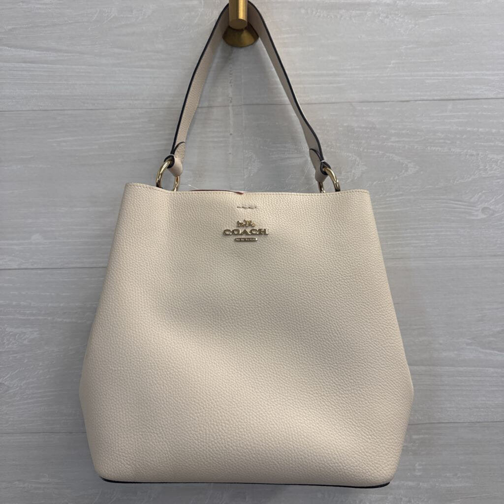 Coach Cream Pebbled Leather Town Bucket Bag