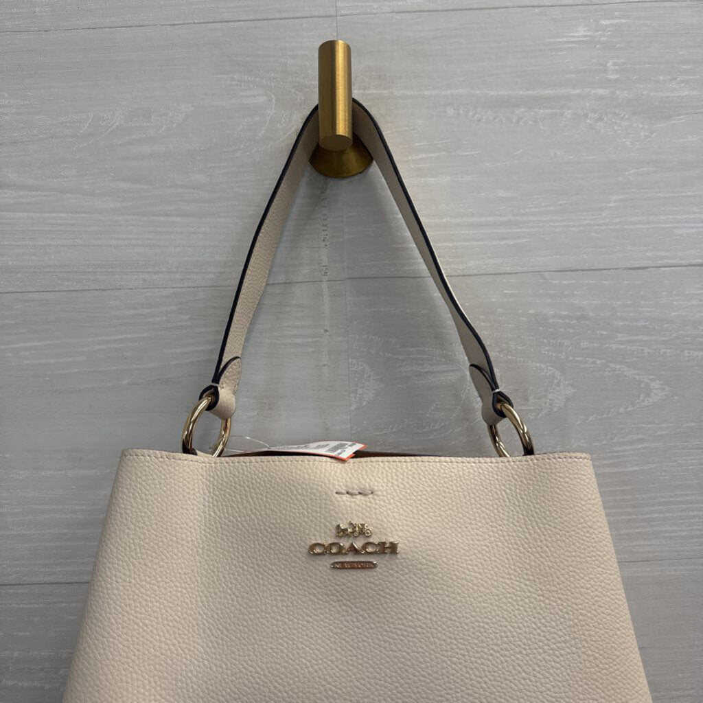 Coach Cream Pebbled Leather Town Bucket Bag