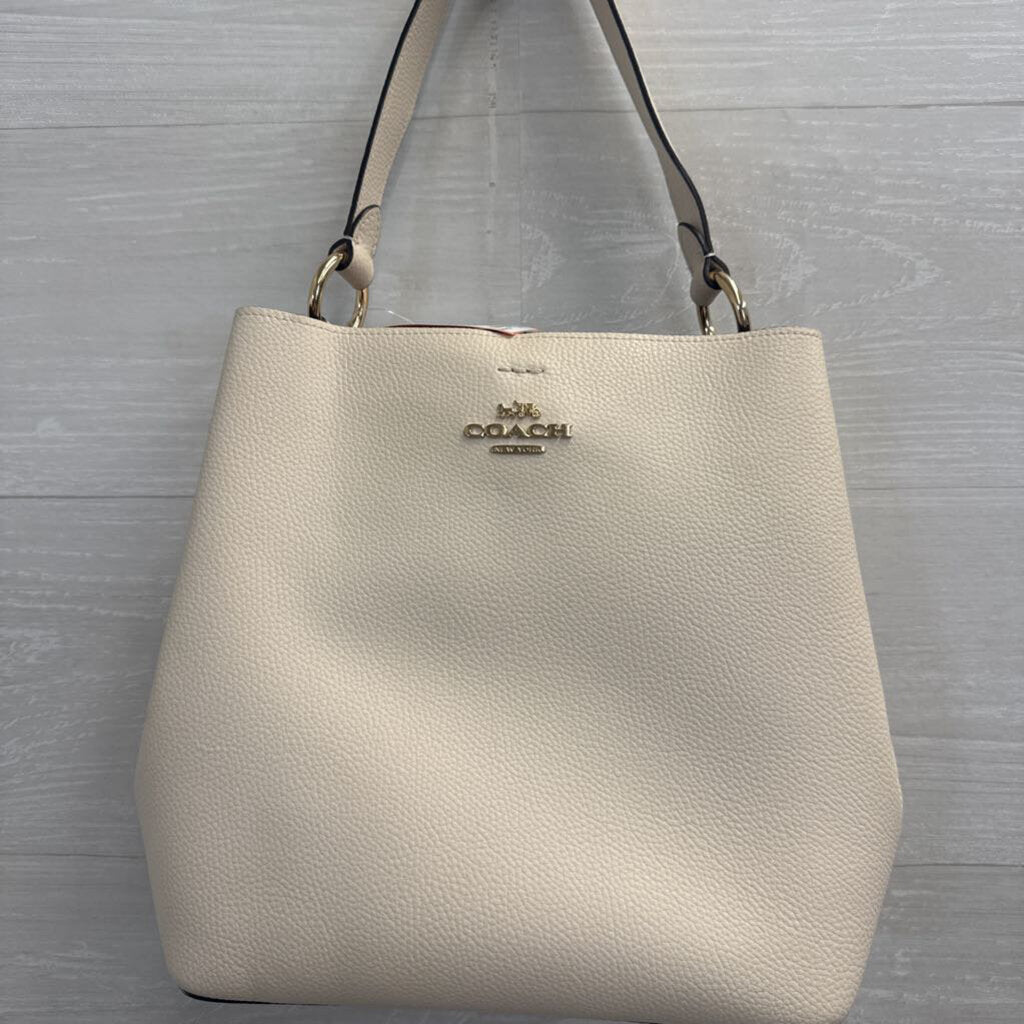 Coach Cream Pebbled Leather Town Bucket Bag