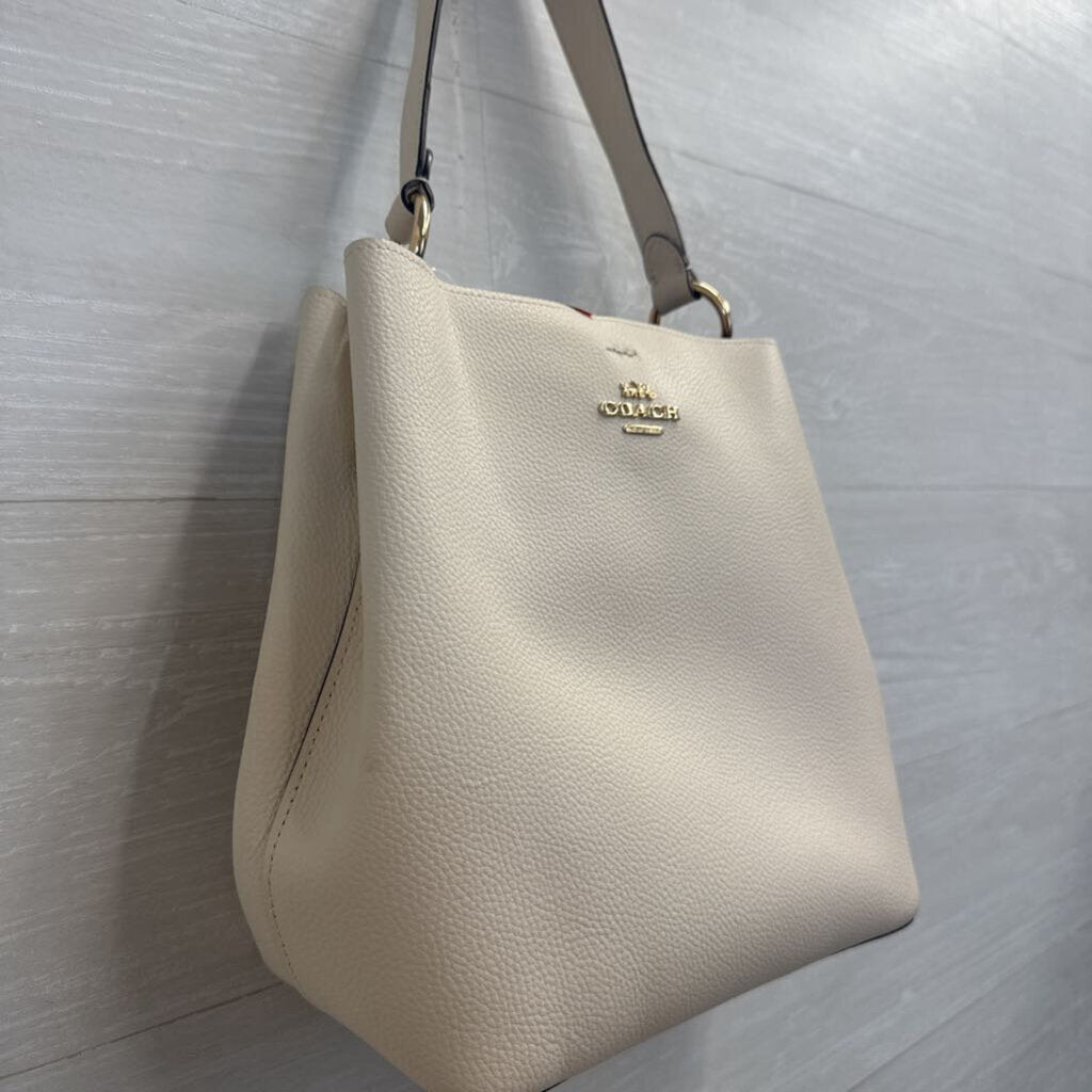 Coach Cream Pebbled Leather Town Bucket Bag