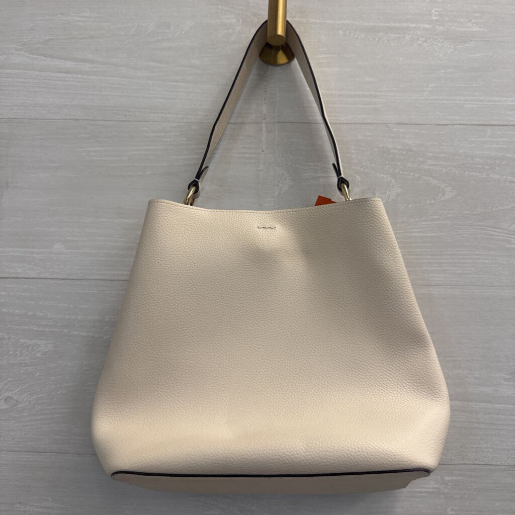 Coach Cream Pebbled Leather Town Bucket Bag