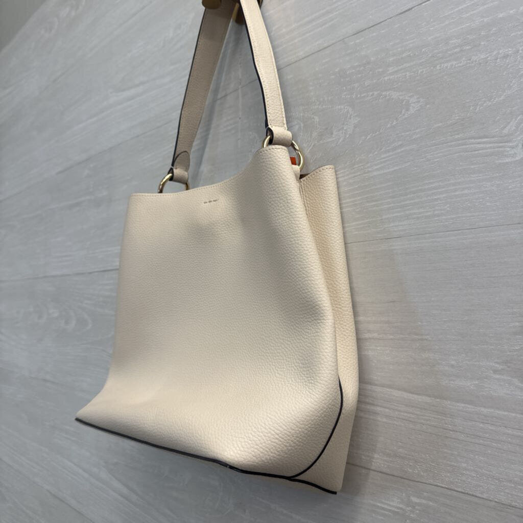 Coach Cream Pebbled Leather Town Bucket Bag