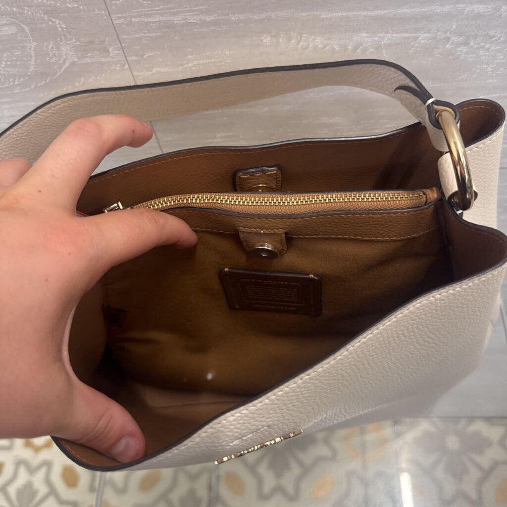 Coach Cream Pebbled Leather Town Bucket Bag