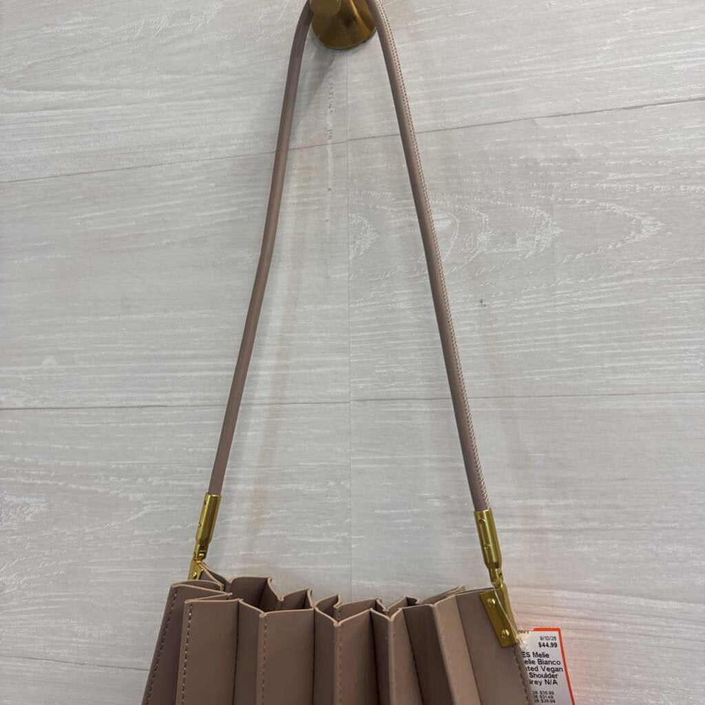 Melie Bianco Grey Pleated Vegan Leather Shoulder Purse