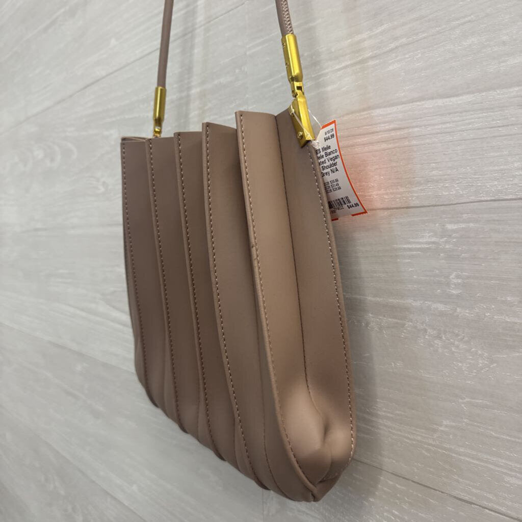 Melie Bianco Grey Pleated Vegan Leather Shoulder Purse