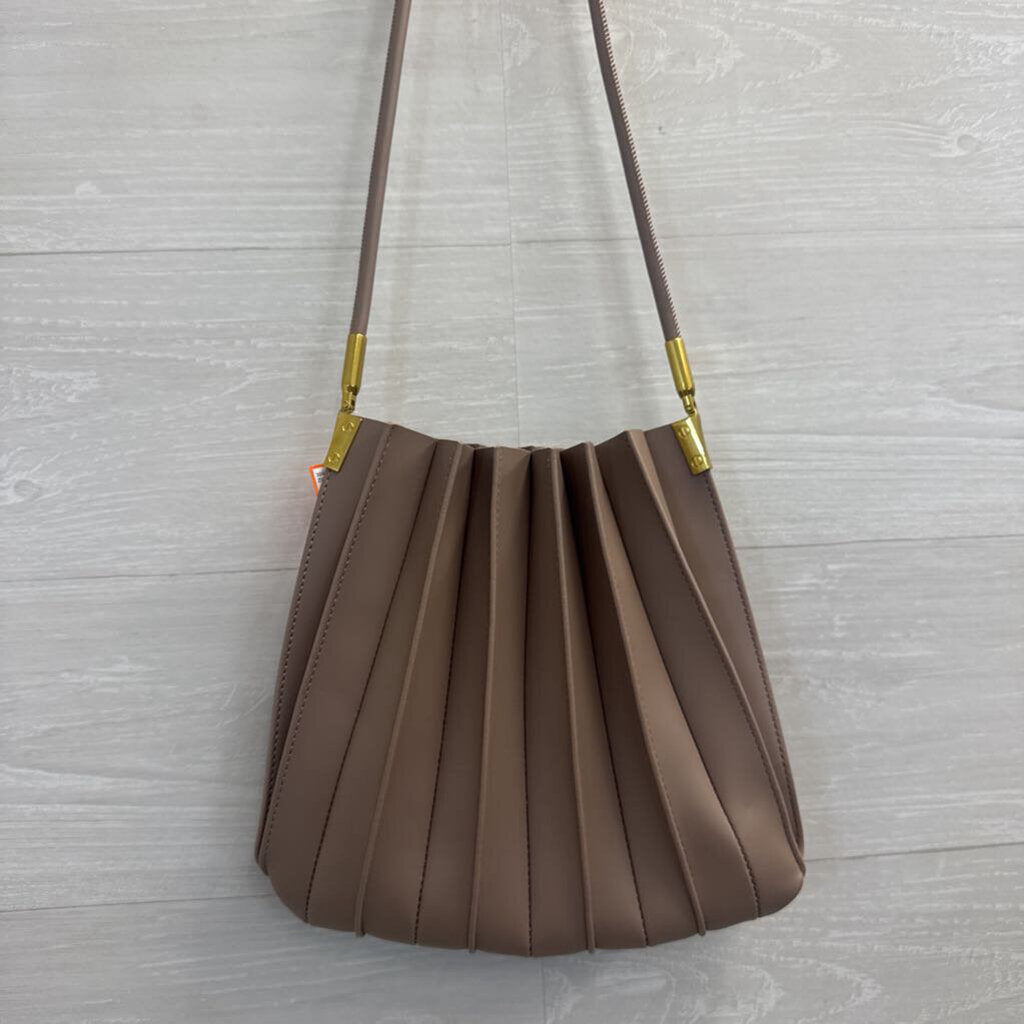 Melie Bianco Grey Pleated Vegan Leather Shoulder Purse