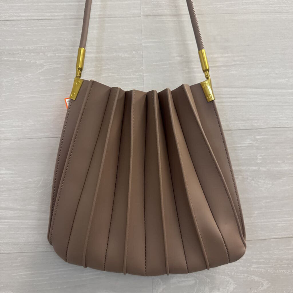 Melie Bianco Grey Pleated Vegan Leather Shoulder Purse