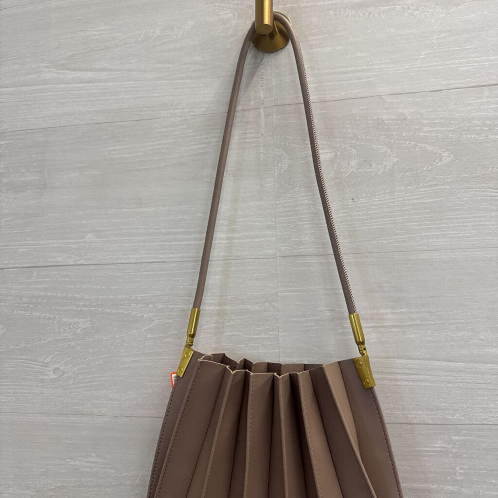 Melie Bianco Grey Pleated Vegan Leather Shoulder Purse