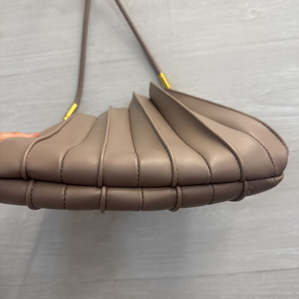 Melie Bianco Grey Pleated Vegan Leather Shoulder Purse