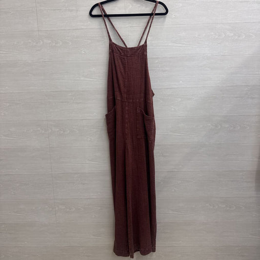 Easel Purple Textured Tie Strap Wide Leg Jumpsuit Large