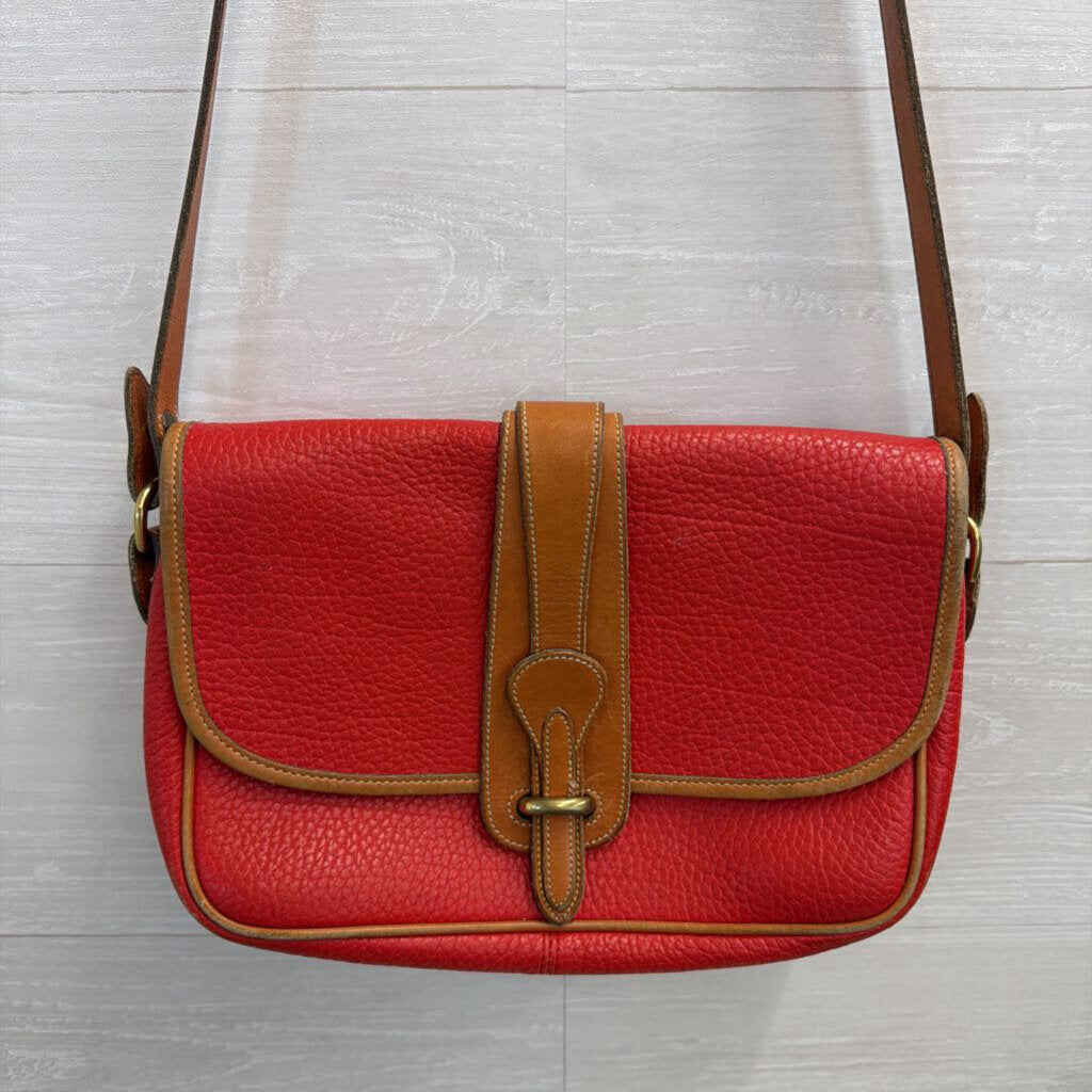 Vintage Dooney and Bourke Red/ Brown All Weather Leather Equestrian Purse
