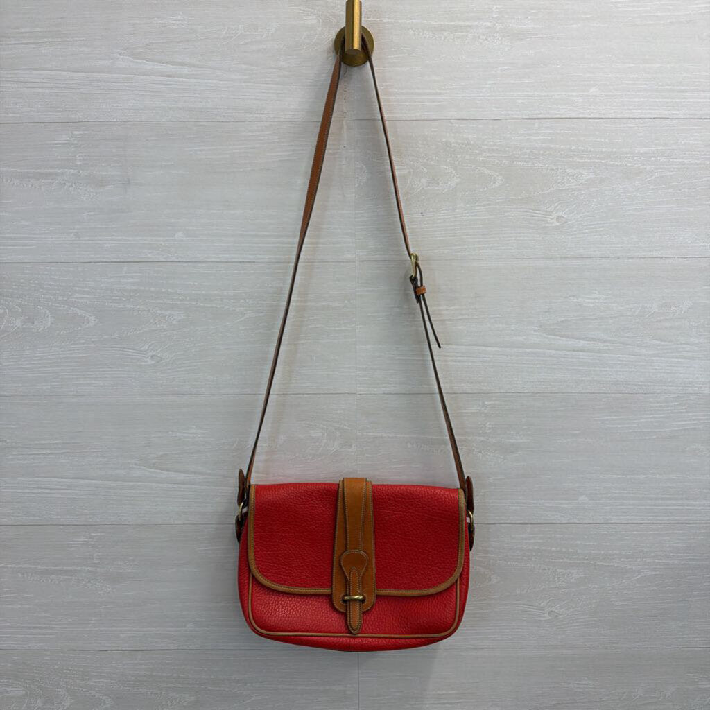 Vintage Dooney and Bourke Red/ Brown All Weather Leather Equestrian Purse