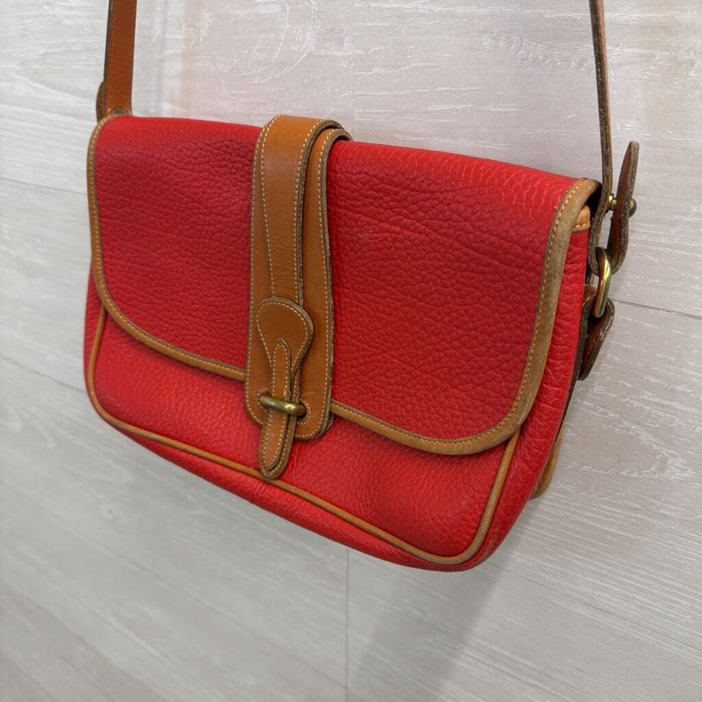 Vintage Dooney and Bourke Red/ Brown All Weather Leather Equestrian Purse
