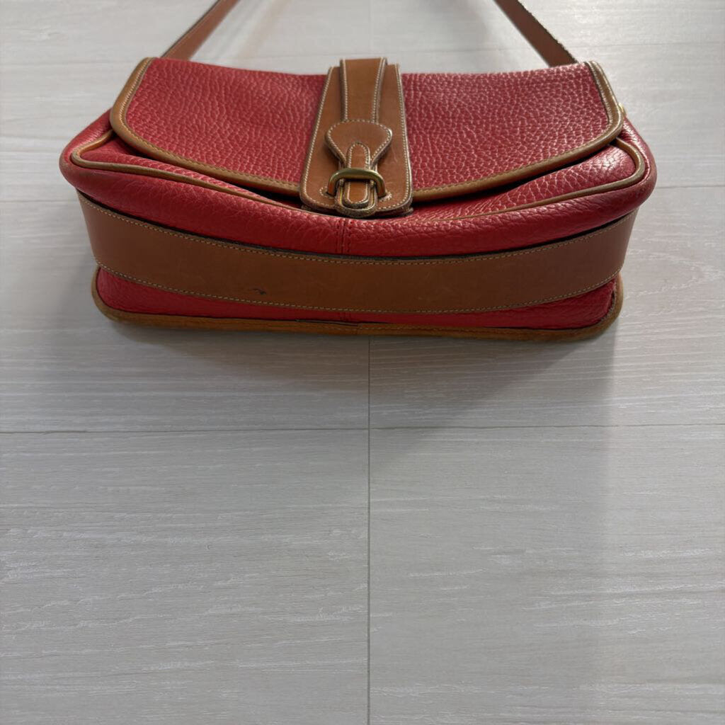 Vintage Dooney and Bourke Red/ Brown All Weather Leather Equestrian Purse