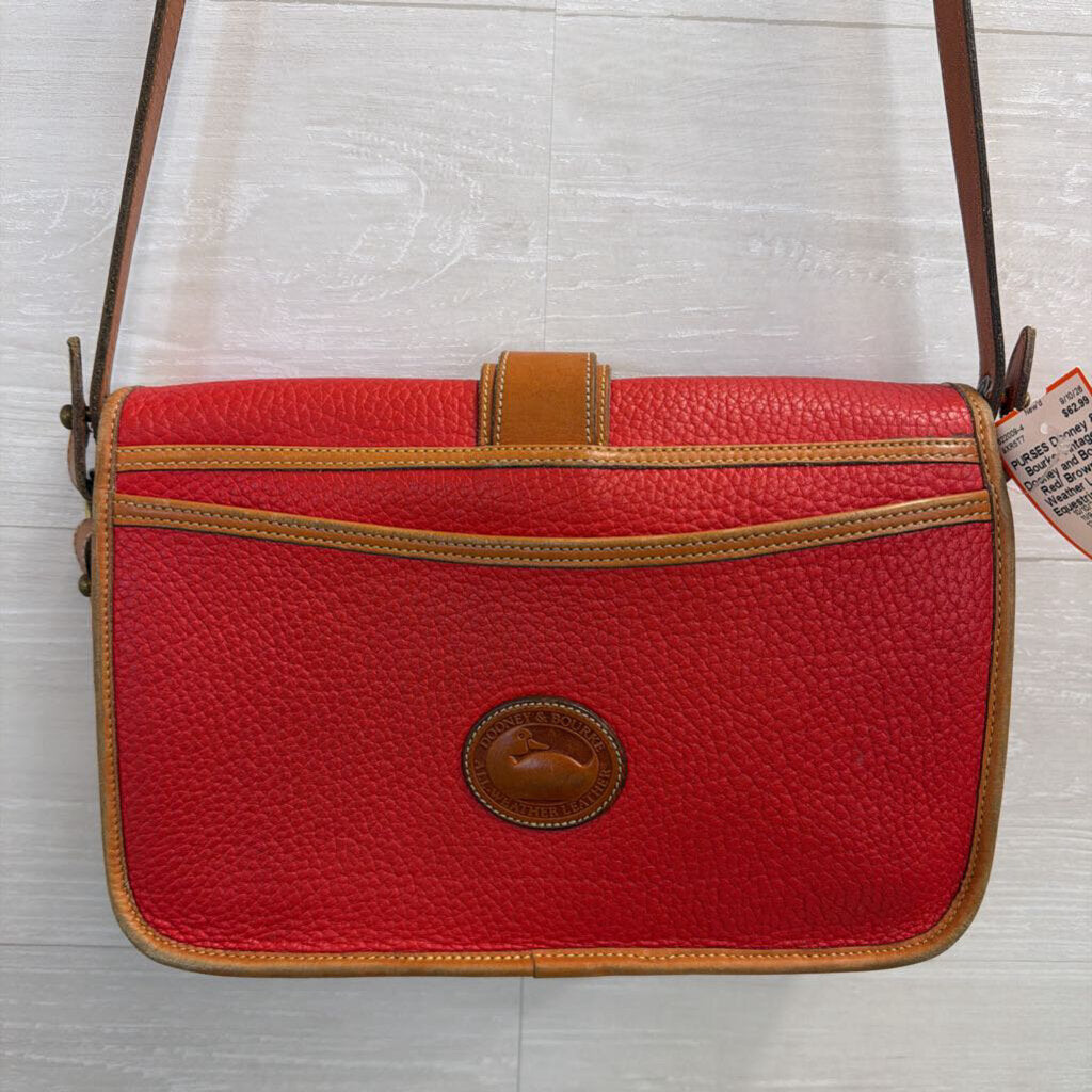 Vintage Dooney and Bourke Red/ Brown All Weather Leather Equestrian Purse