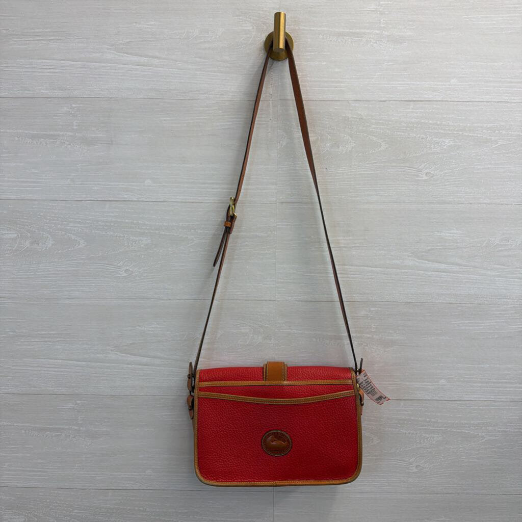 Vintage Dooney and Bourke Red/ Brown All Weather Leather Equestrian Purse