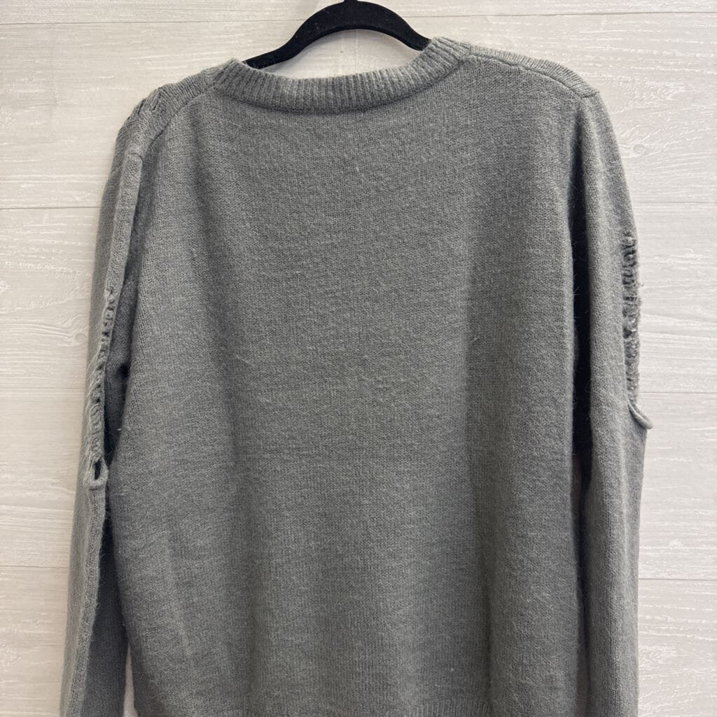 Gilli Grey Distressed Knit Long Sleeve Sweater Top Medium