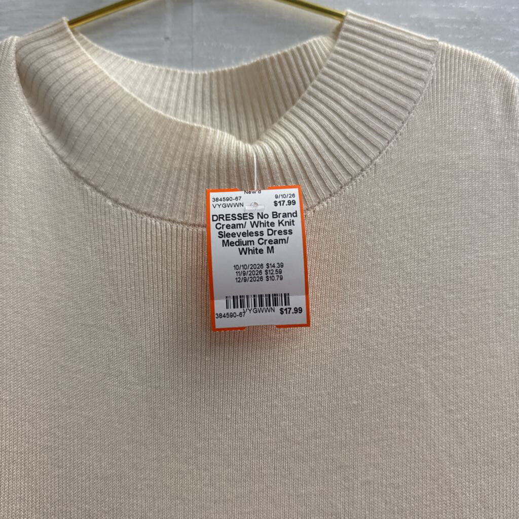 Cream/ White Knit Sleeveless Dress Medium