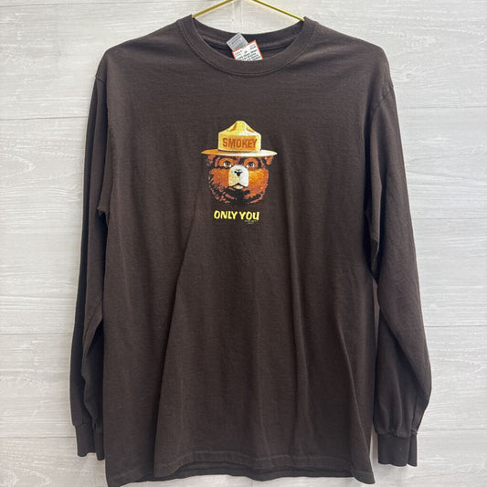 Gildan Brown Smokey Bear Long Sleeve Graphic Tee Medium