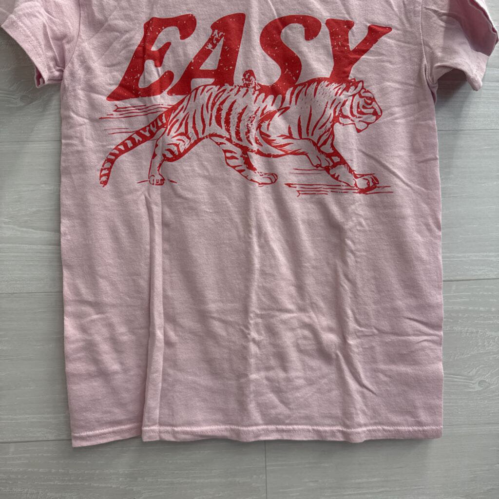Gildan Pink/ Red Easy Tiger Short Sleeve Graphic Tee Small