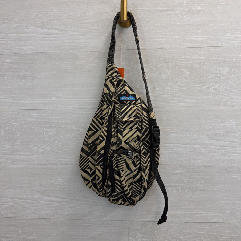 Kavu Beige/ Black Print Rope Sling Bag