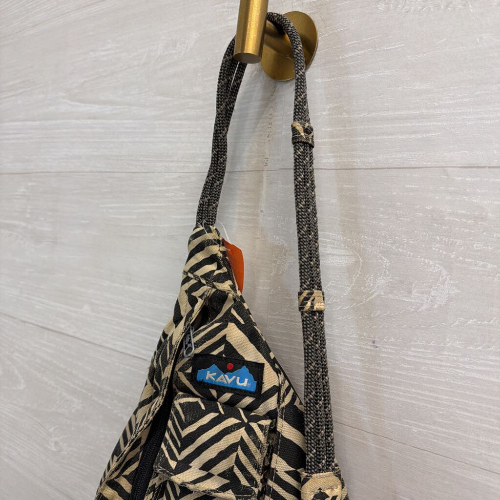 Kavu Beige/ Black Print Rope Sling Bag