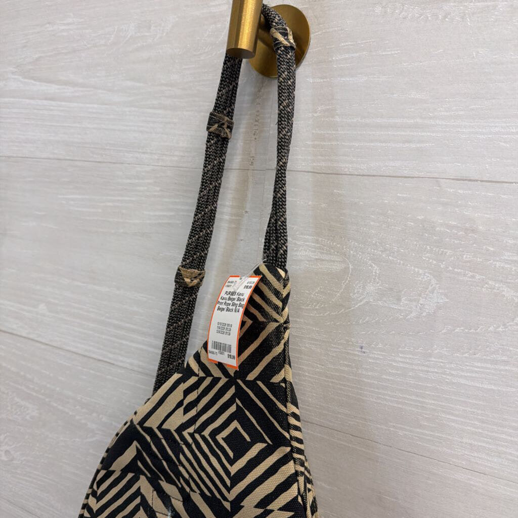 Kavu Beige/ Black Print Rope Sling Bag