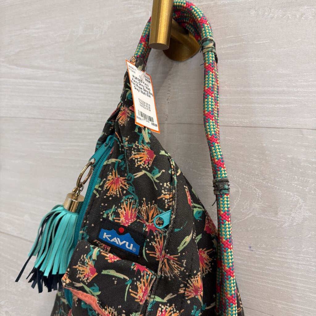 Kavu Grey/ Multi Print Rope Sling Bag