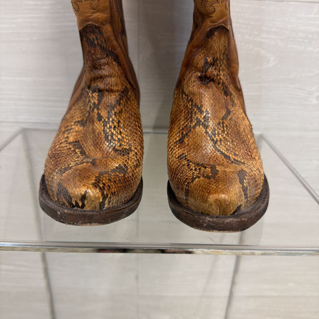 JB Dillon Brown Leather Reserve Python Western Boots 7.5